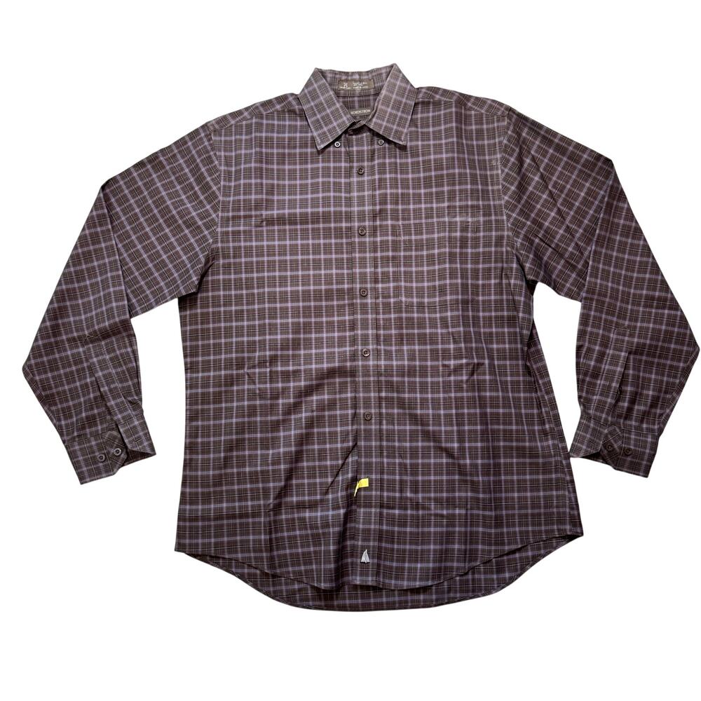 NORDSTROM Traditional Fit Men's Shirt Button-Up Check Plaid‎ Wrinkle Free  XL